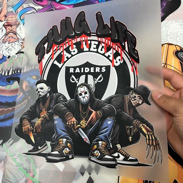 Get Spooky For Game Day – Las Vegas Raiders Halloween DTF Sticker, Custom Iron On PVC Vinyl For T Shirts, Ready Press Clothing Label