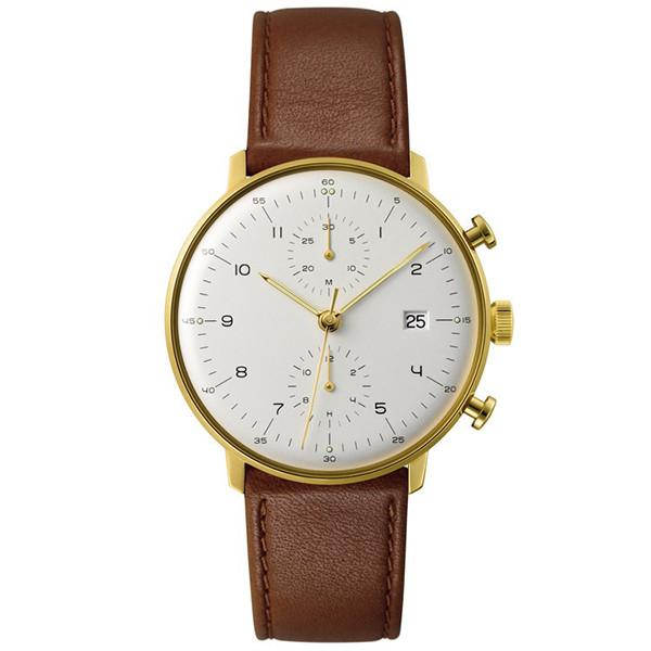 Chronograph curve glass gold plated case new model watches for men