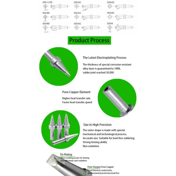 Lead Free Soldering Iron Tips 500 Series With Lasting Long Life SGS Certificates