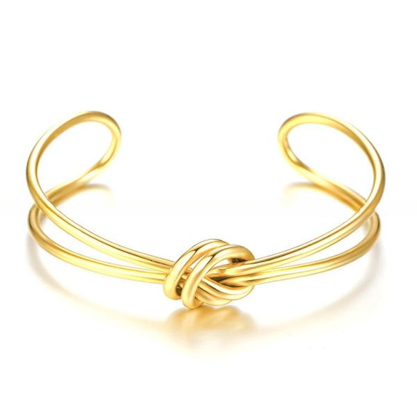 Bracelet à manchette en or géométrique mince 18K plaqué en or fait à la main pour les femmes