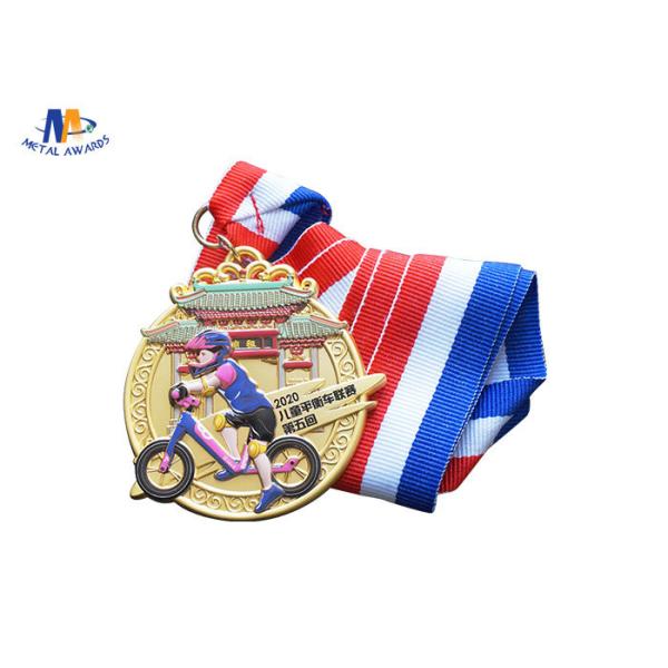 65mm 4MM Children Banlance Bike Medals With Ribbon