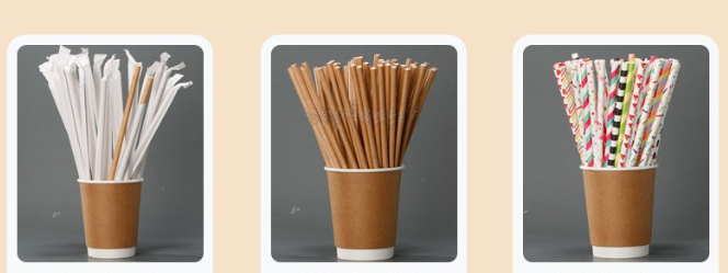 Disposable Colorful Paper Straws For Juice Milk Tea Cocktail Kids Eco Friendly