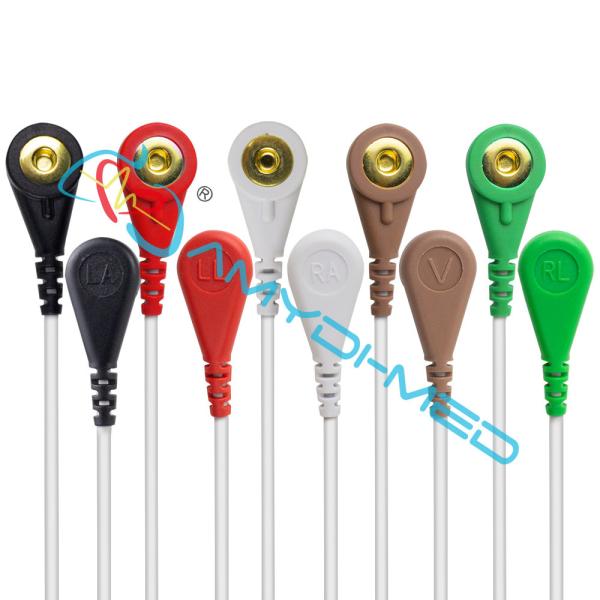 Universal 6Pin Medical 5 Lead ECG Cable And Leadwire Iec Snap 2.4m Cable