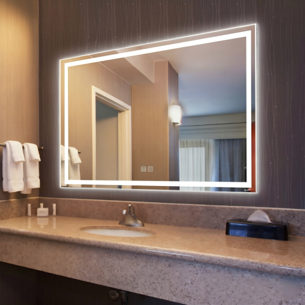 Kingstin Smart LED Bathroom Mirror, Frameless Backlit Wall Mirror, Dimmable 3-Color, Anti-Fog, Motion Sensor, Custom Size