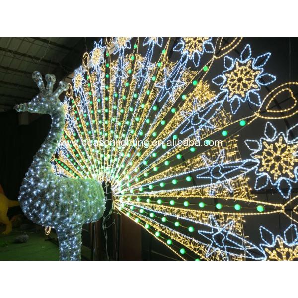 New Christmas Wedding Festival Outdoor Large Size 3D LED Sculptures Peacock Motif Light For Sale