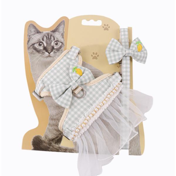 Cotton Adjustable Cat Collar Harness For Kitties Puppies Small Pets  Outdoor