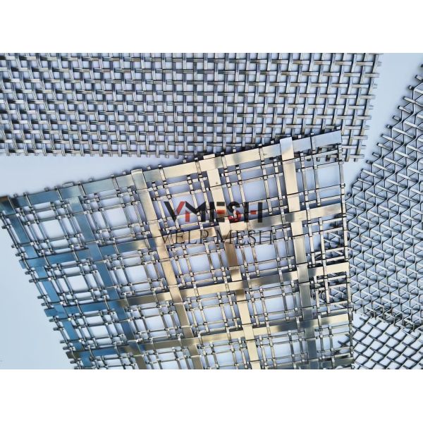 Decorative Stainless Steel Cladding Metal Facade Panel Woven Wire Mesh