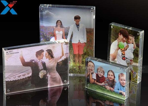 Clear Double Sided Acrylic Block Photo Frame , Acrylic Magnetic Picture Frames