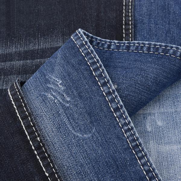 Spandex Stretch Dark Blue Denim Fabric 9.3 Oz JX767-3 With Shrinkage W 10-11% And Yarn Count 8 7.5SB*10/40D 75D