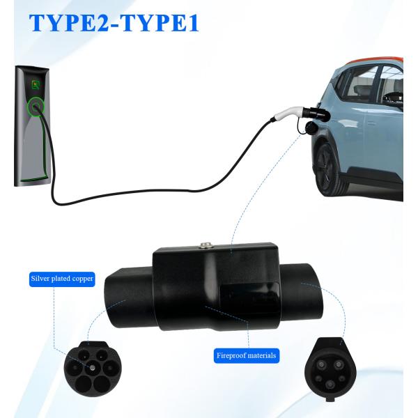7kw Type2 to Type1/J1772 EV Connector 32A Charging Pile Converter 220V Gun Head Adapter Electric Vehicle Connector Solution