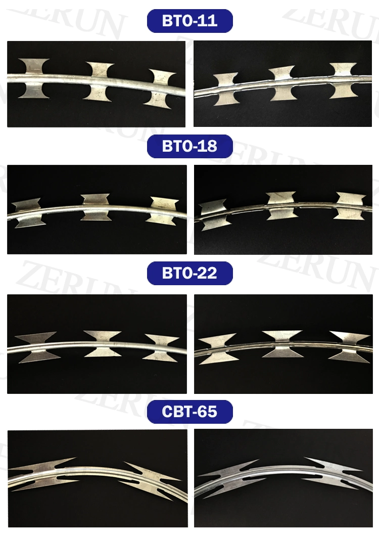 Bto22 Wire Stainless Steel Concertina Razor Blade/Razor Barbed Wire Fence