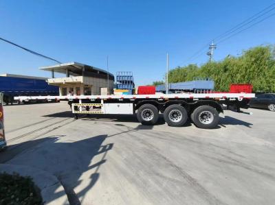 3 Axles 20FT 40FT Semi Truck Flatbed Trailer  Container Transportation 60-100 Tons