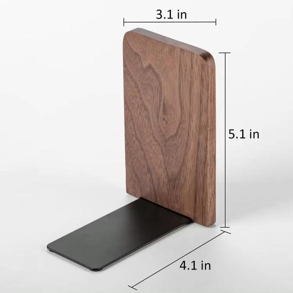 Wooden Non-Skid Bookend for Shelves, Book Stand for CDs