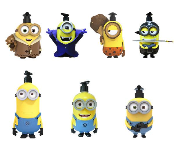 5 - 7 Inch Height Yellow Color Minions Cartoon Shampoo Bottle Made By PVC / ABS Material