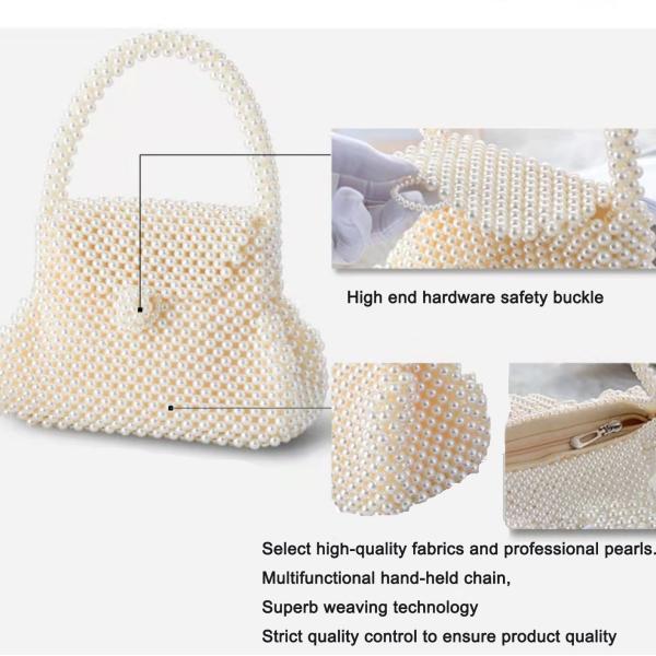 Dinner Pearl Hand Bags White Color 22.5cm×10.5cm×26.5cm for ladies