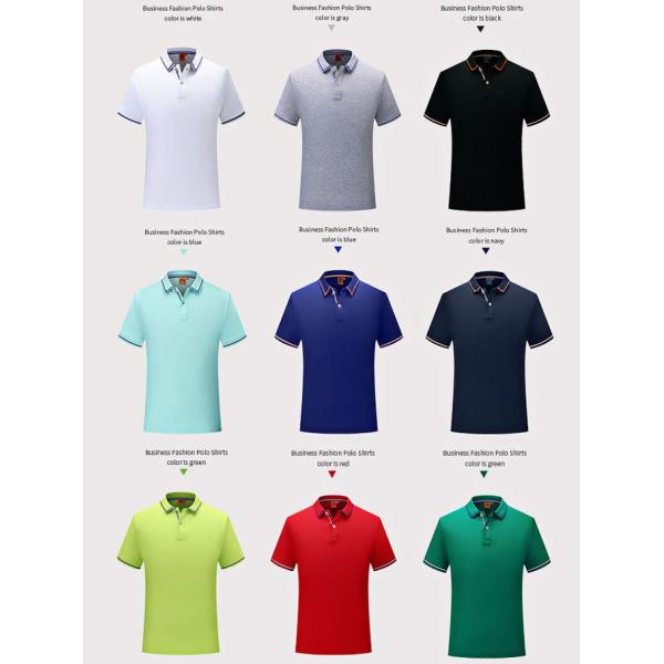 Black Staff Mens Breathable Polo Work Shirts Screen Printing Plain Solid Blue Color