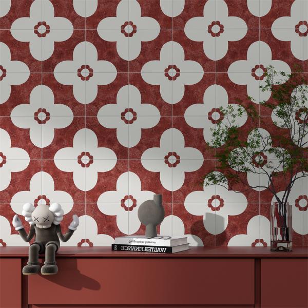 Red 20x20cm Ceramic Rustic Tile Indoor Floor Wall