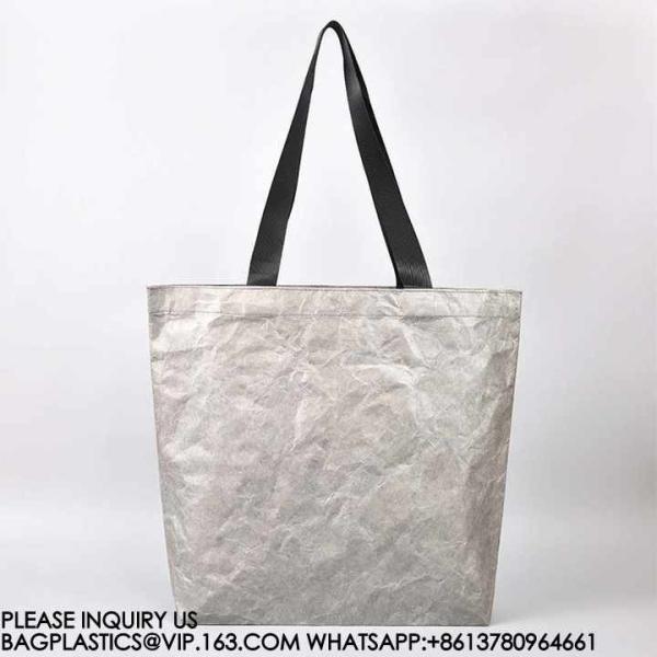 Untearable Washable Promotional Recycled Custom Logo Printed Waterproof Washable Coated Tyvek Kraft Paper Tote Bag
