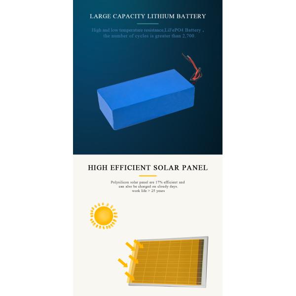 50 luces de calle solares comerciales del LED 3.2V 40AH con la batería y el panel