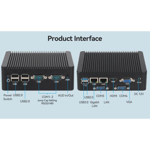 Двойной LAN 4 COM Промышленный мини ПК с процессором Intel Celeron N2840 и DDR3L