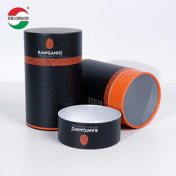 Custom Size Matte Kraft Paper Black Round Cylinder Coffee Tube Packaging With Aluminum Foil