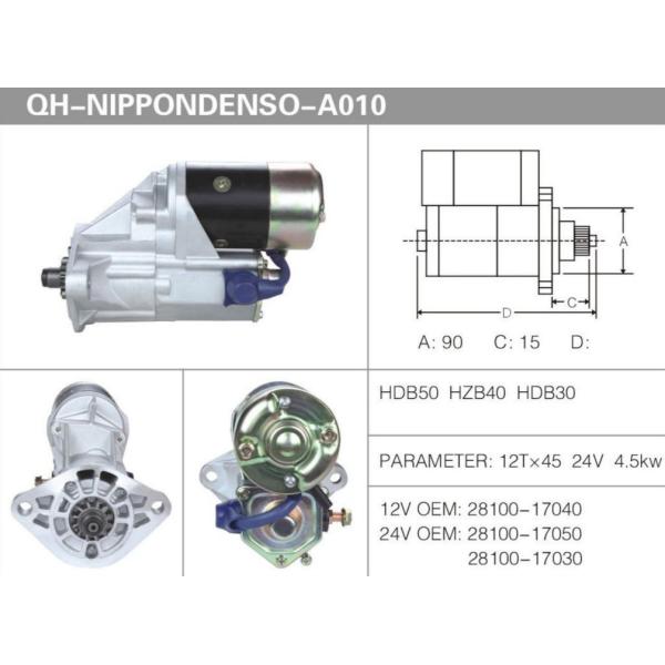 HDB50 HZB40 HDB30 12T*45 24Volt Generator Starter Motor