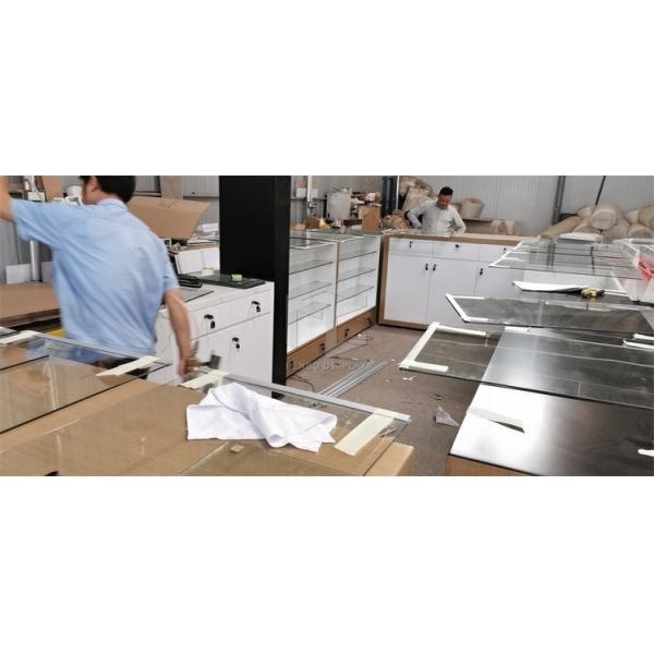хранения витрины 3pcs дисплея мобильного телефона MDF 20mm закалили стеклянную верхнюю часть