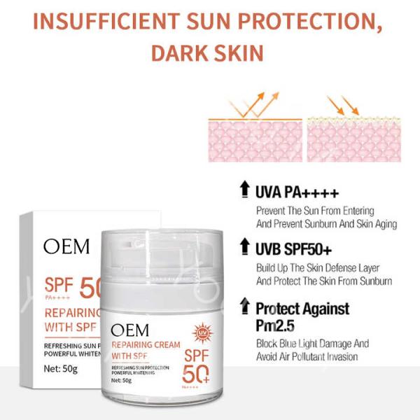Crème solaire protection UV SPF 50 pour le visage - Hydratant quotidien ODM