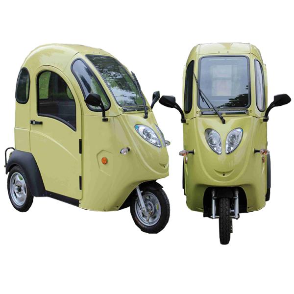 EEC Motorized 3 Wheel Electric Tricycle 800W 72V 20AH With Enclosed ABS Cabin