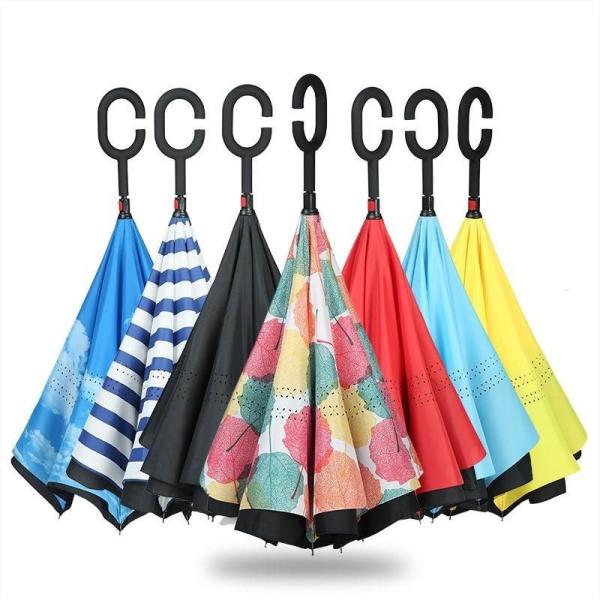 Minimalist Design Customized Logo Innovative Inverted Double Layer Umbrella Windproof