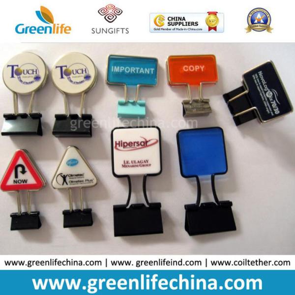Hot Sale Triangular Custom Logo Handle W/Metal Black Binder Clip