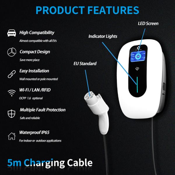 3 Phase 32A AC Home Charger Ev Smart Chargers 11kw With APP