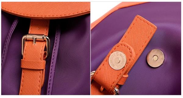 2016 new nylon with PU leather travel bag hit the color shoulder bag Mummy College fashion women's backpack