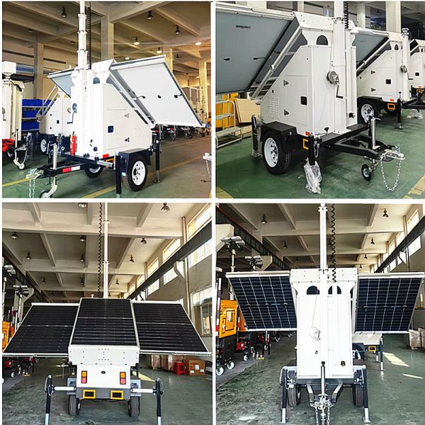 Trailer Mounted Lighting Tower Renewable Energy Technologies Solar Powered Generator Industrial Light Tower