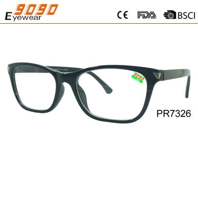 Fashionable reading glasses,made of plastic frame with plastic hinge,silver metal parts