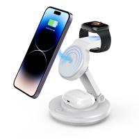 180° soporte magnético giratorio carga inalámbrica para teléfonos relojes auriculares blanco y negro
