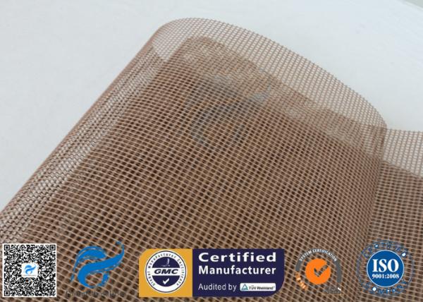 Brown PTFE  Coated Fiberglass Mesh Fabric 600GSM 1MM Conveyor Belt Cloth