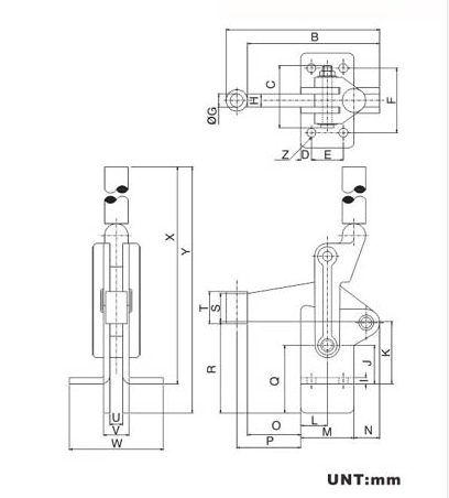 300kg Heavy Duty Toggle Clamp 70300B Flanged Mounting Base Oxidation Surface