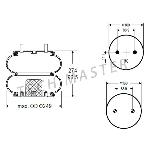 Goodyear 2B9-206 / Firestone W01-358-6905 Double Convoluted Industrial Air Spring For Truck Air Spring Bellow