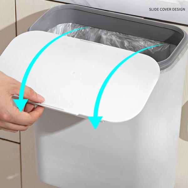 Rectangular Wall Mounted Hanging Slide Cover Trash Can Plastic Rubbish Ash Waste Bin