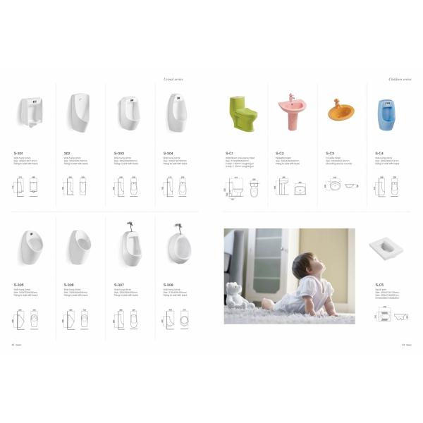 Ensemble de toilettes en céramique pour enfants à sol allongé monté