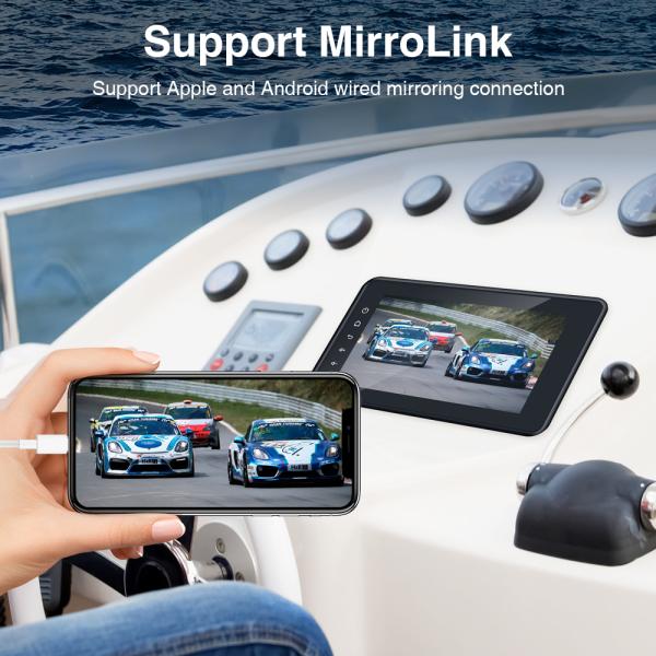 8 Inch Marine Boat Stereo Waterproof IP6X With Wireless CarPlay Android Auto For Marine Golf Cart Motorcycle