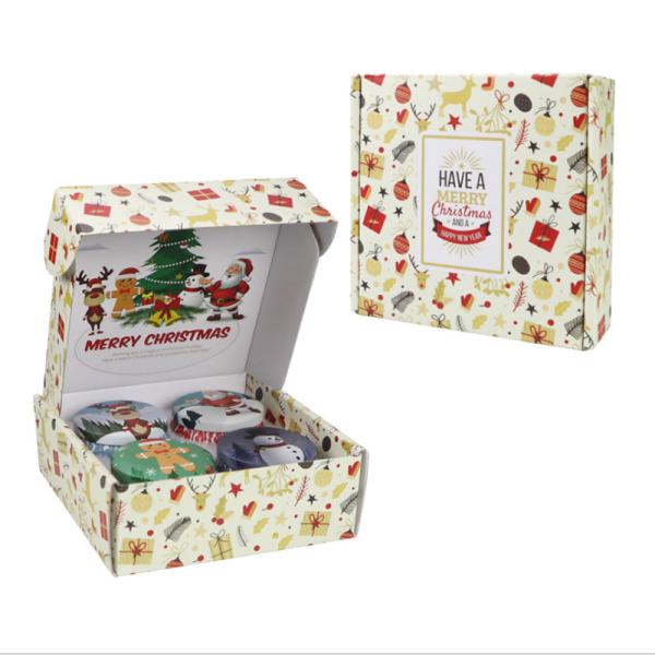 Scented Soy Wax Cute Pattern Christmas Tin Candles Jar With Metal Lid Lightweight