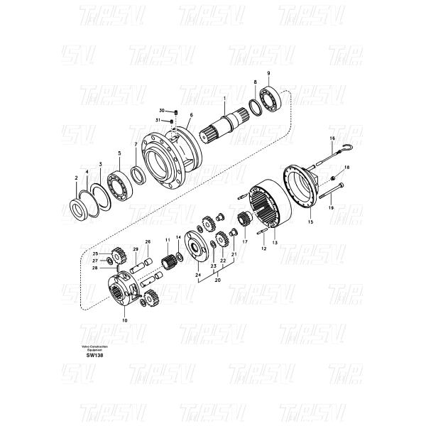 L'excavateur à moteur de voyage SA823027000 à longue durée de vie noir EC360 pour travaux lourds