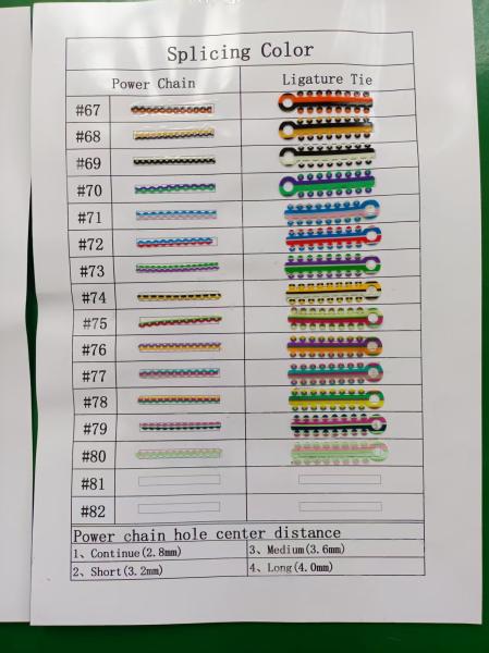 Chaîne électrique tricolore 14 couleurs disponibles Chaîne élastique orthodontique pour les appareils dentaires