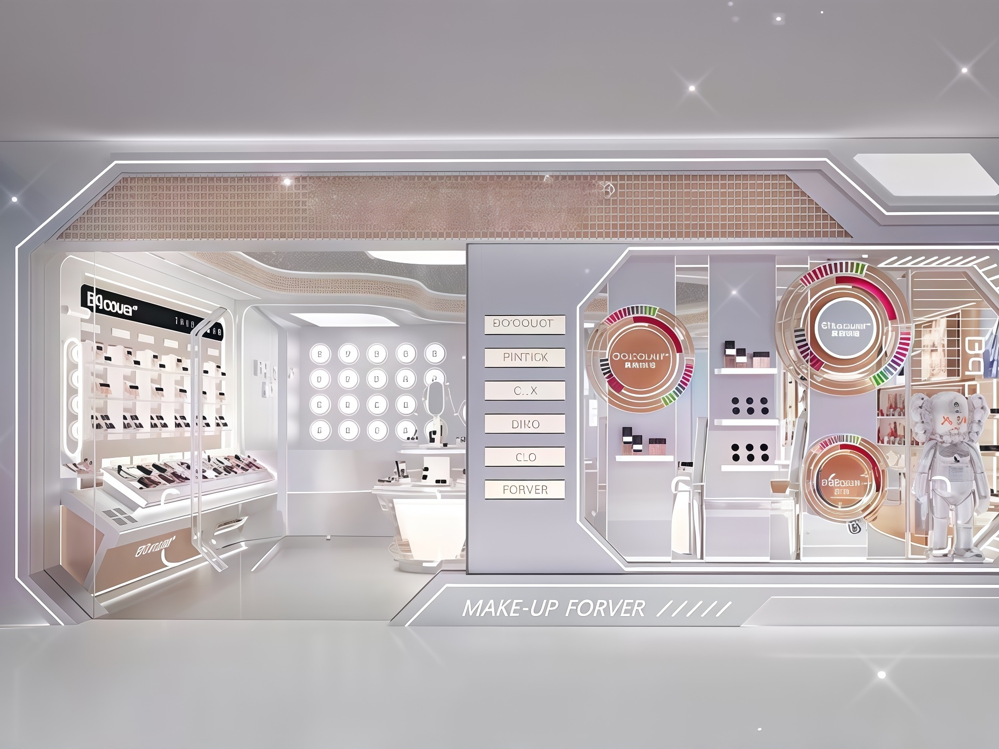 High Quality Makeup Store Interior Design LED Cosmetic Display Furniture Custom Store Fixtures (Heavy Duty Eco-Friendly)