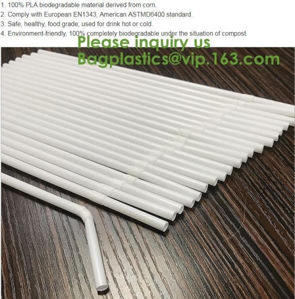 PLA Drinking Straws, CPLA Giant Straws, Individually Wrapped, Plant Based Compostable Flexi straws, cocktail