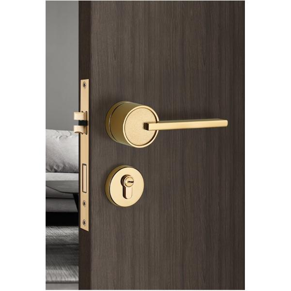 Черная ручка PVD латунный яркий Chrome замка Mortise разделения двери