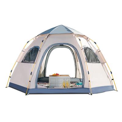 Hexagon 4 Person Camping Sun Shade Tents Outdoor Double Layer Rain Wind Protection