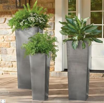 Caixa de aço inoxidável afilada escovada contemporâneo do plantador para interno e exterior